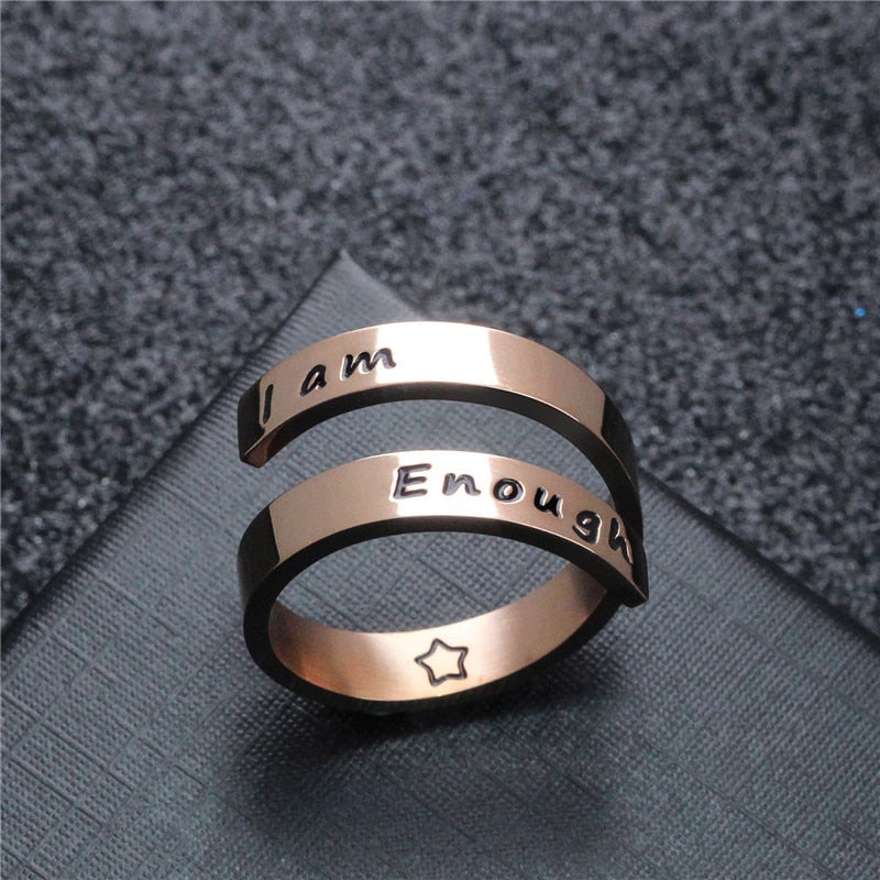 I am enough Metal Fashion Wrap Ring. Remind yourself every time you Write 2 Empowerment