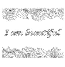 Load image into Gallery viewer, Colouring book with affirmations, I am enough, mindset, coloring, journal, gift for her