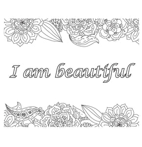 Colouring book with affirmations, I am enough, mindset, coloring, journal, gift for her